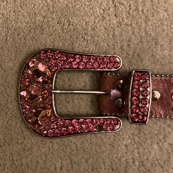 BB simon bling pink pony hair belt - Picture 3 of 13